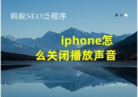 iphone怎么关闭播放声音