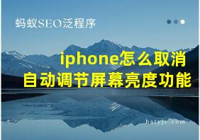 iphone怎么取消自动调节屏幕亮度功能