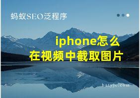 iphone怎么在视频中截取图片