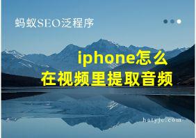 iphone怎么在视频里提取音频