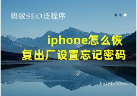 iphone怎么恢复出厂设置忘记密码