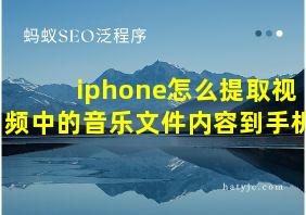 iphone怎么提取视频中的音乐文件内容到手机