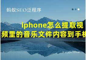 iphone怎么提取视频里的音乐文件内容到手机