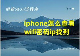 iphone怎么查看wifi密码ip找到