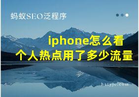 iphone怎么看个人热点用了多少流量