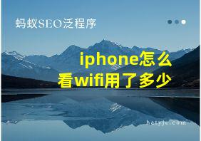 iphone怎么看wifi用了多少