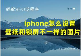 iphone怎么设置壁纸和锁屏不一样的图片