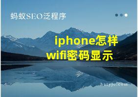 iphone怎样wifi密码显示