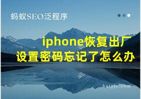 iphone恢复出厂设置密码忘记了怎么办