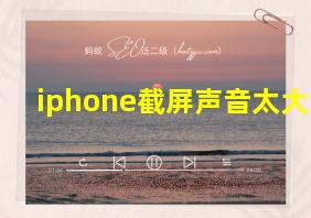 iphone截屏声音太大