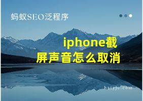 iphone截屏声音怎么取消