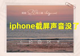 iphone截屏声音没了