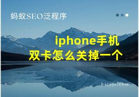 iphone手机双卡怎么关掉一个