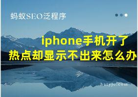 iphone手机开了热点却显示不出来怎么办