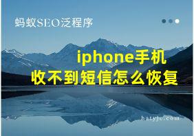 iphone手机收不到短信怎么恢复