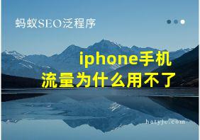 iphone手机流量为什么用不了