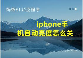 iphone手机自动亮度怎么关