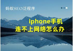 iphone手机连不上网络怎么办