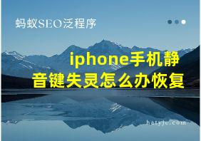 iphone手机静音键失灵怎么办恢复