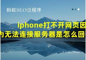 iphone打不开网页因为无法连接服务器是怎么回事