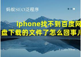 iphone找不到百度网盘下载的文件了怎么回事儿