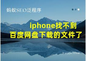 iphone找不到百度网盘下载的文件了