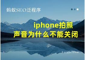 iphone拍照声音为什么不能关闭