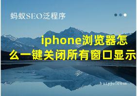 iphone浏览器怎么一键关闭所有窗口显示