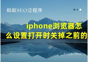 iphone浏览器怎么设置打开时关掉之前的