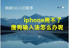 iphone用不了搜狗输入法怎么办呢