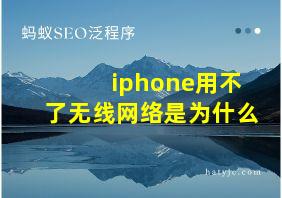 iphone用不了无线网络是为什么