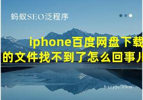 iphone百度网盘下载的文件找不到了怎么回事儿