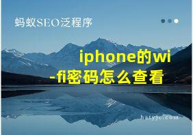 iphone的wi-fi密码怎么查看