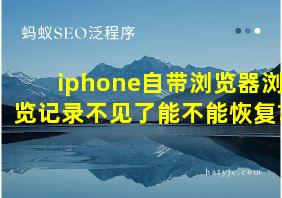 iphone自带浏览器浏览记录不见了能不能恢复?