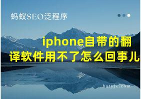 iphone自带的翻译软件用不了怎么回事儿