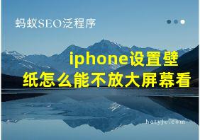 iphone设置壁纸怎么能不放大屏幕看