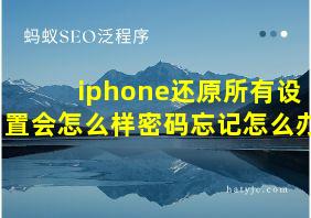 iphone还原所有设置会怎么样密码忘记怎么办