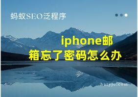 iphone邮箱忘了密码怎么办