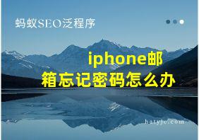 iphone邮箱忘记密码怎么办