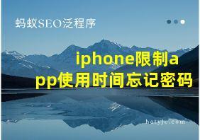 iphone限制app使用时间忘记密码