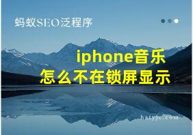 iphone音乐怎么不在锁屏显示