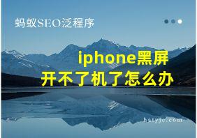 iphone黑屏开不了机了怎么办