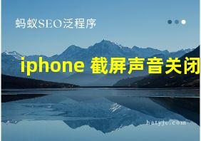 iphone 截屏声音关闭