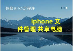 iphone 文件管理 共享电脑