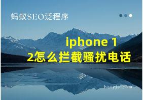 iphone 12怎么拦截骚扰电话