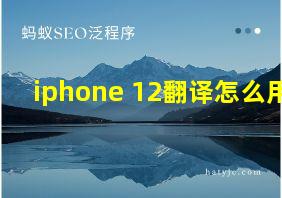 iphone 12翻译怎么用