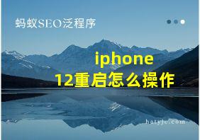 iphone 12重启怎么操作