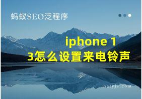 iphone 13怎么设置来电铃声