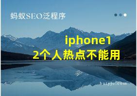 iphone12个人热点不能用