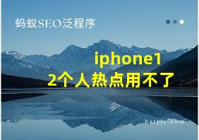 iphone12个人热点用不了